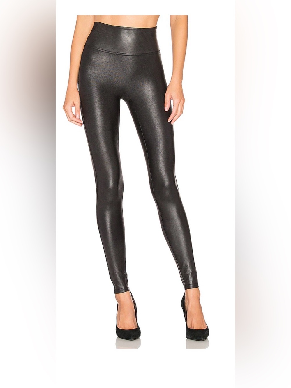 SPANX Black High-Waist Faux Leather Leggings